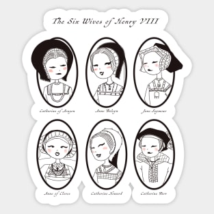 Mid Century Style Sketch of the six wives of Henry VIII Sticker